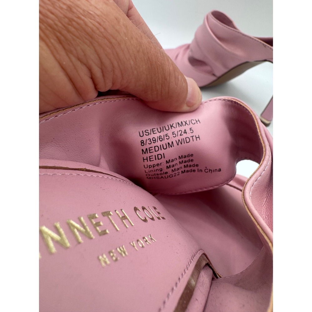 Kenneth Cole Heidi Ruched Square Toe Stiletto Mules Womens 8 Pink Sandals - Picture 7 of 10